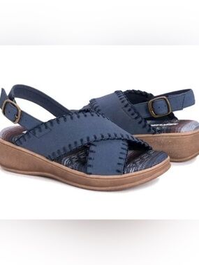Muk Luks Navy Cross-Strap Comfort Sandals